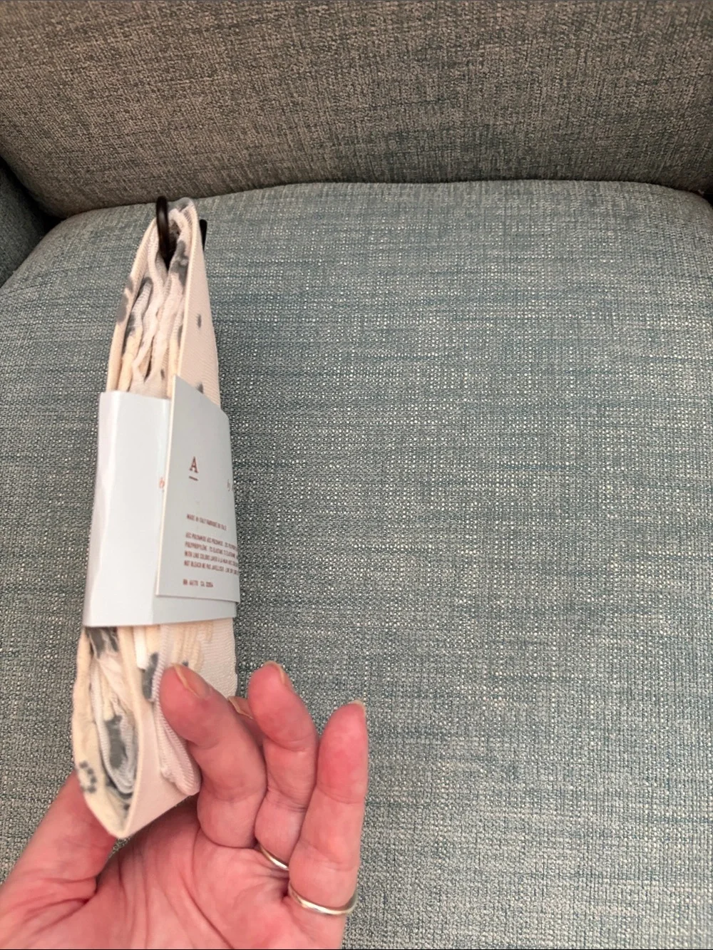 Anthropologie Cream Floral Tights with Green Accents